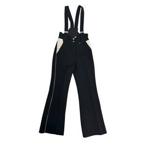 Vintage Edelweiss Women’s Black Ski Bib Overalls Stirrup Suspender Trousers